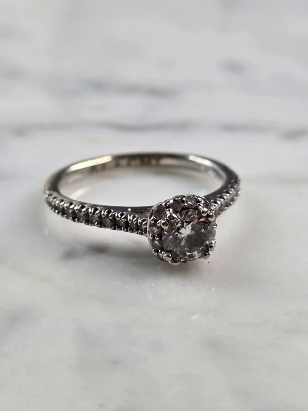 Womens Estate 14k White Gold Lab Diamond Ring 2.6g #E5756
